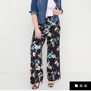 NWT Lane Bryant Black Floral Wide-Leg Pants size 22/24